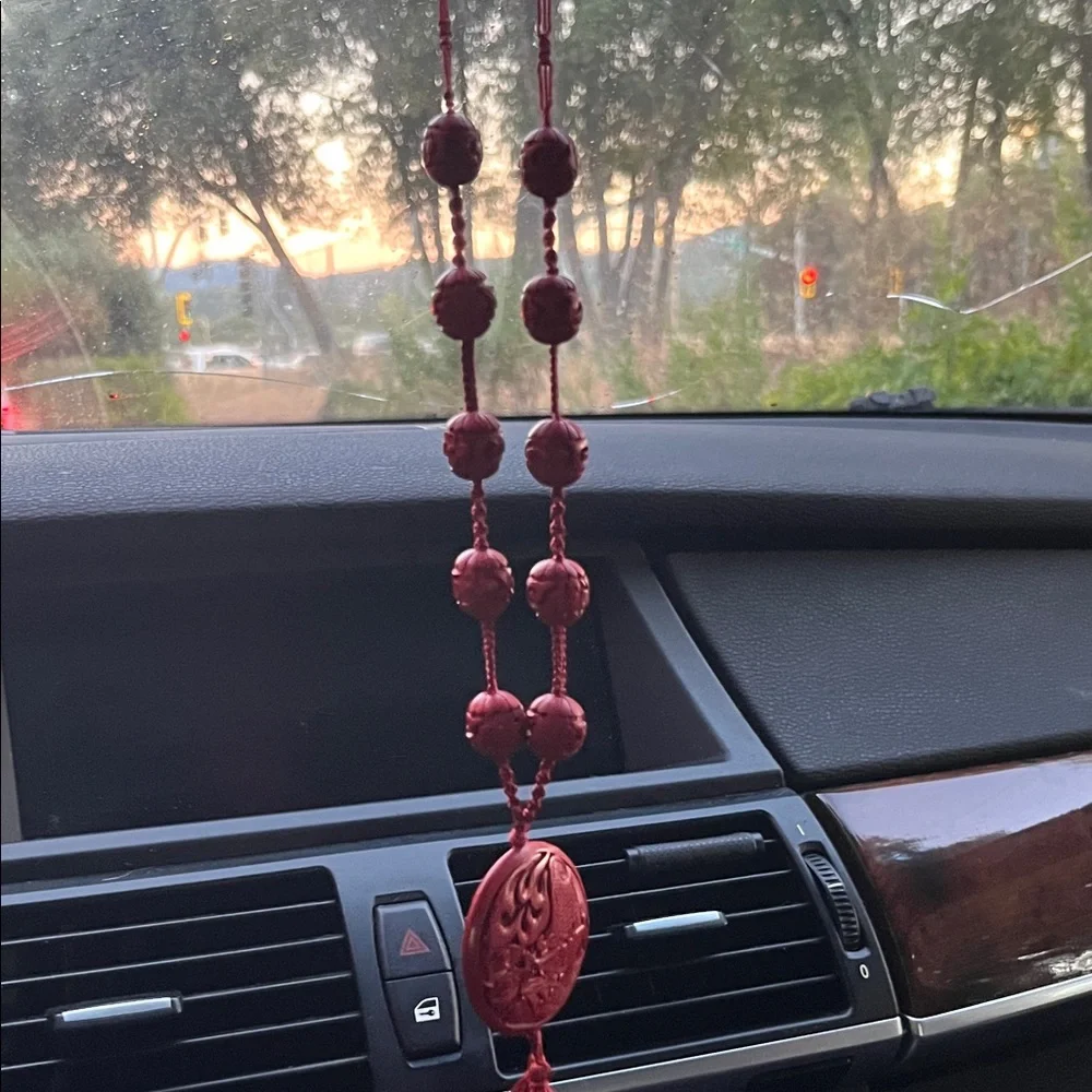 Vintage Red Carved Dragon Pendant Tassel Necklace